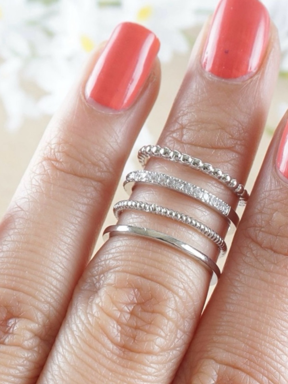 Silver Thin Stacked Cage Ring Size OS